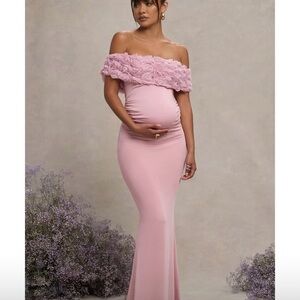 Chic Strapless Pink Maternity Dress